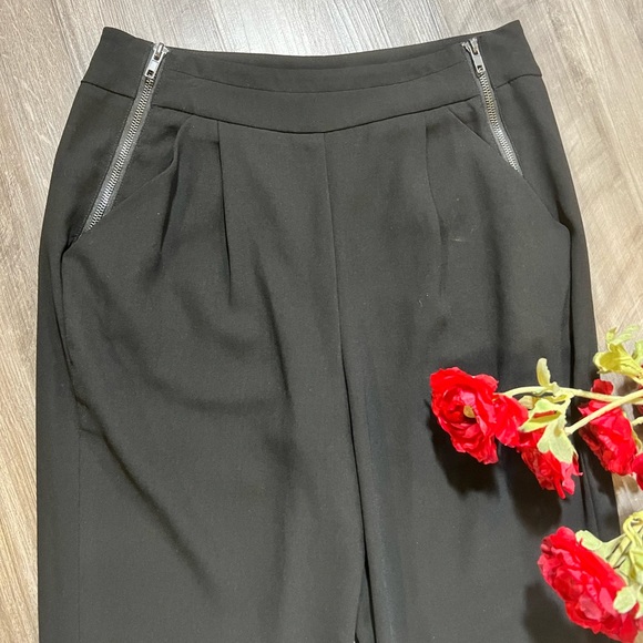 Women's Size S Black Lined Pants Fake Silver Pockets Forever 21 - Picture 2 of 9